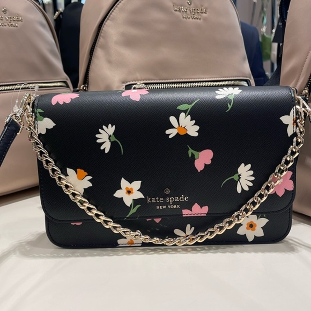 Kate Spade Madison Floral Waltz Flap Convertible Crossbody
Black Multi
NWT